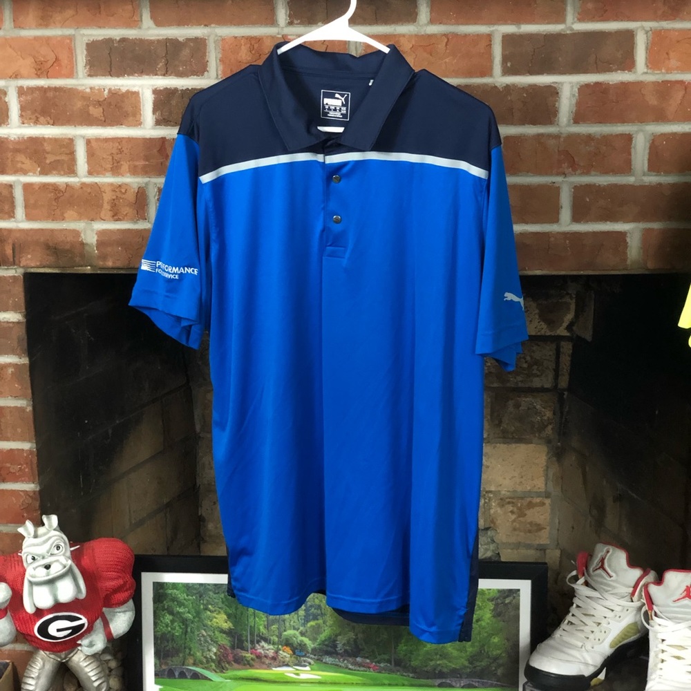 Puma Golf Lightweight Performance Poly Snap Polo Large LOGO EUC!!!!